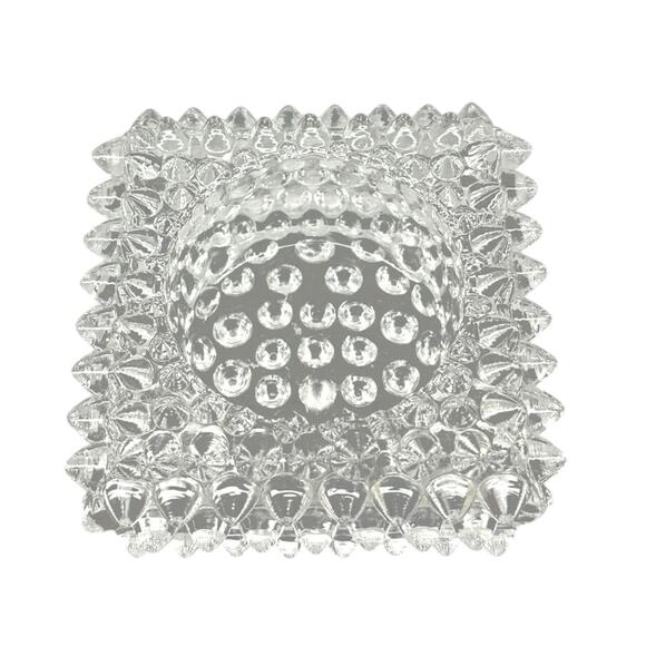Fenton Clear Glass Hobnail Square Votive Candle Holder Salt Cellar Vintage 1960s - Picture 7 of 7